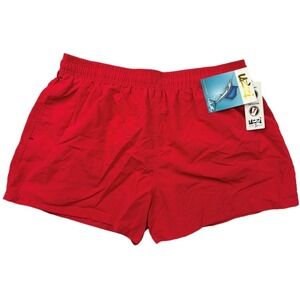 UZZI Mens XXL Red Swim Trunks Shorts Lined Fast Dry Drawstring Tear Resistant